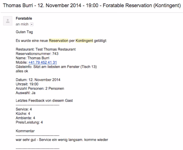 Ist eine Reservierung im Restaurant verbindlich?