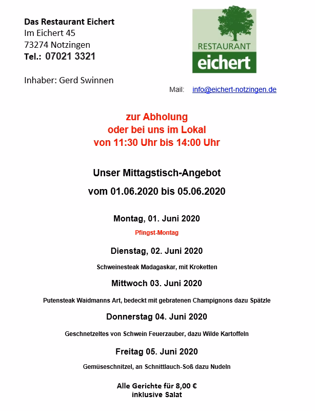 Was bedeutet Mittagstisch im Restaurant?